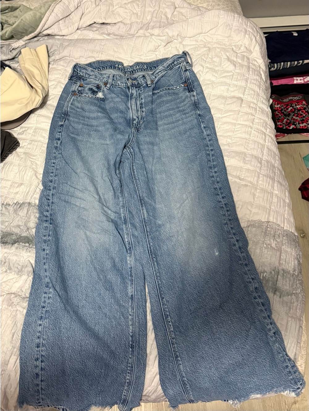 American Eagle Outfitters Light Blue Wide-Leg Denim Jeans